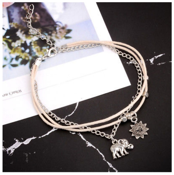 ELEPHANT FLOWER CHARM ANKLET - Picture 3 of 6